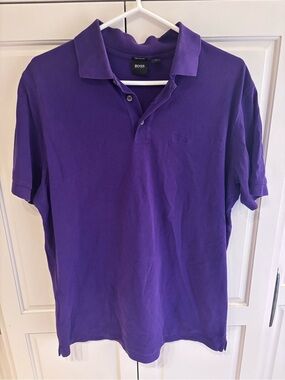 BOSS Purple Men's Polo Shirt medium